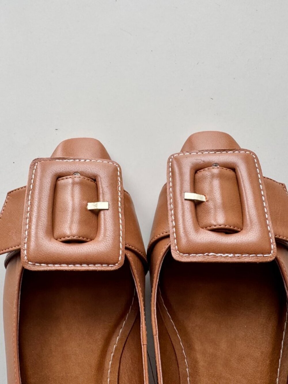 L'INTERVALLE Mulan Brown Leather Buckle Pointed Toe Ballet Flats, Size 8/39 - Picture 6 of 13